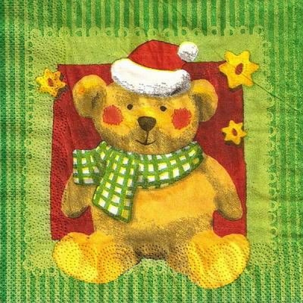 s4x1657 – Weihnachtsteddy – Servietten – Packung – 20 Stück
