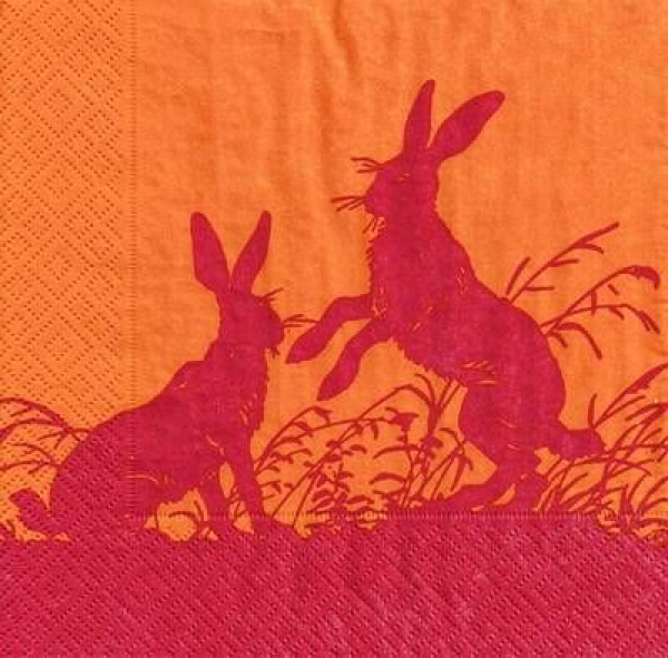 s4xx0626 - Hasen - orange - Servietten - Packung - 20 Stück