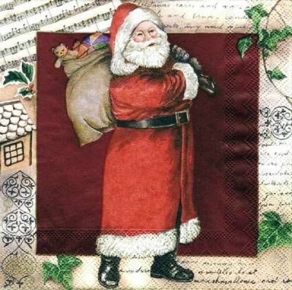 s5092 - Santa is coming - red - Napkins - Package - 20 pcs.