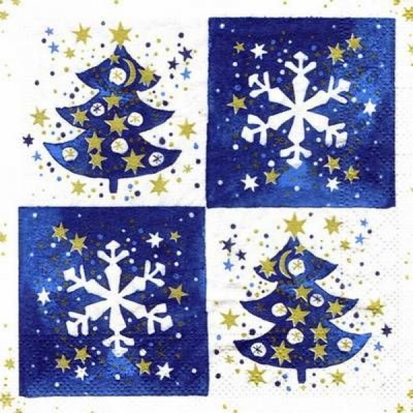 s5206 - Glimmer-Weihnacht - blau - Napkins - Package - 20 pcs.
