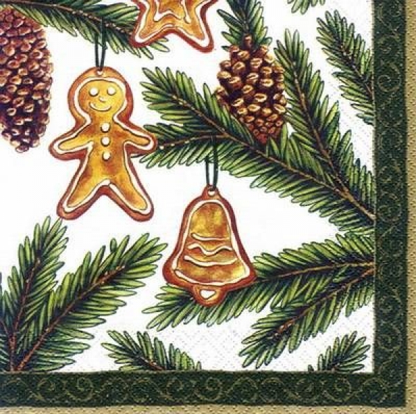 s5475 - Spruce - white/green - Napkins - Package - 20 pcs.