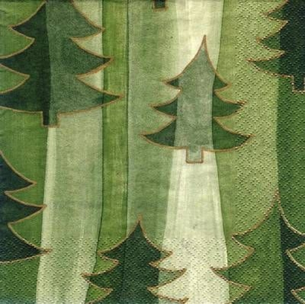 s5504 - Christmas Forest- green - Servietten - Packung - 20 Stück
