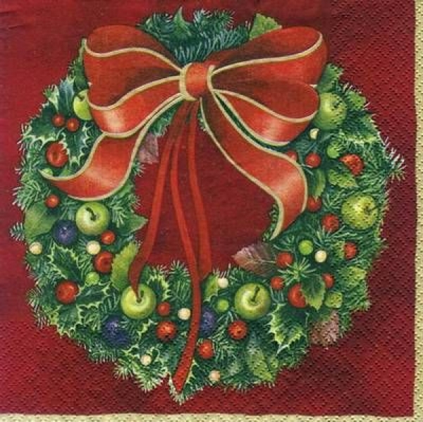 s5511 - Wreath - red - Napkins - Package - 20 pcs.