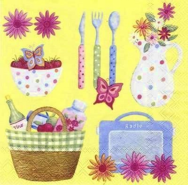 s5578 - Smart Girl Picnic - yellow - Servietten - Packung - 20 Stück