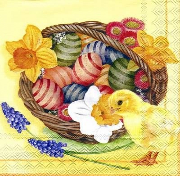 s5794 - Basket Eggs - yellow - Servietten - Packung - 20 Stück