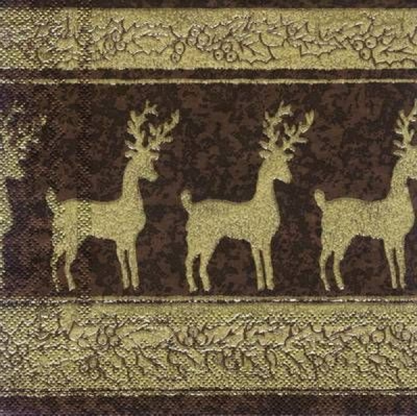 s6313 - Reindeer Parade - brown - Napkins - Package - 20 pcs.
