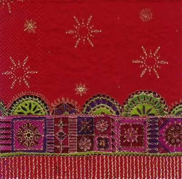 s6444 -Starry Night - red - Napkins - Package - 20 pcs.