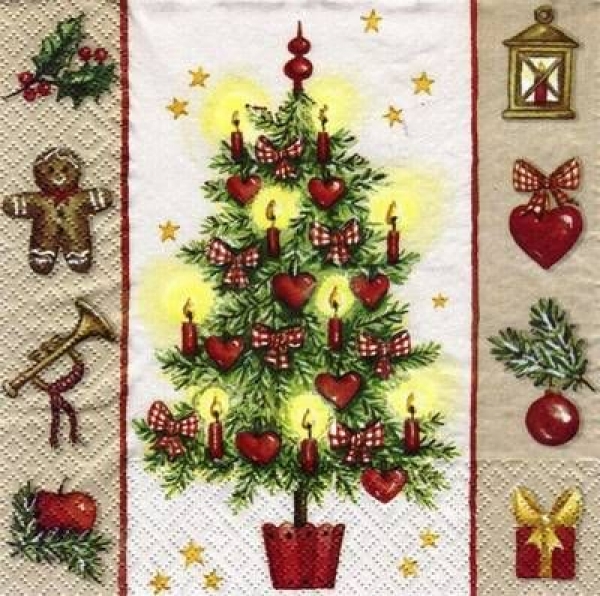 s6481 - Am Tannenbaum - Servietten - Packung - 20 Stück