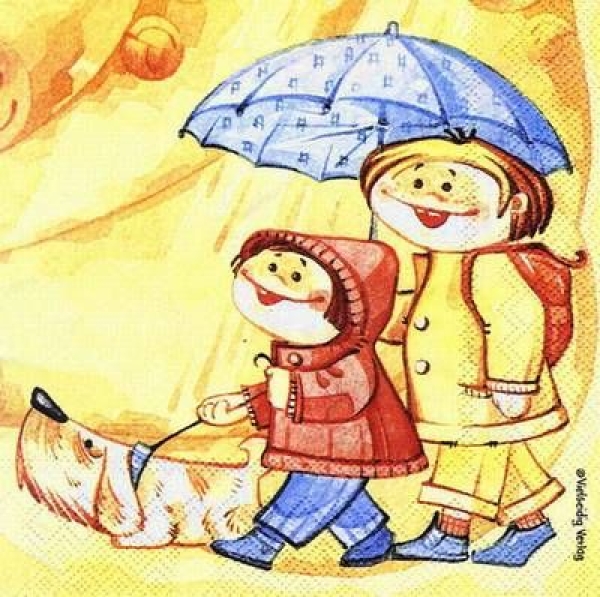 s6566 – Spaziergang im Regen – Servietten – 33 x 33 cm - Packung – 20 Stück