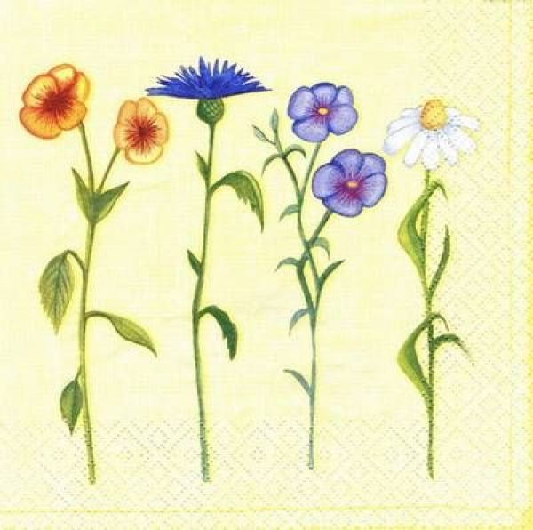 s6655 - Wild Flowers - gelb - Servietten - Packung - 20 Stück.