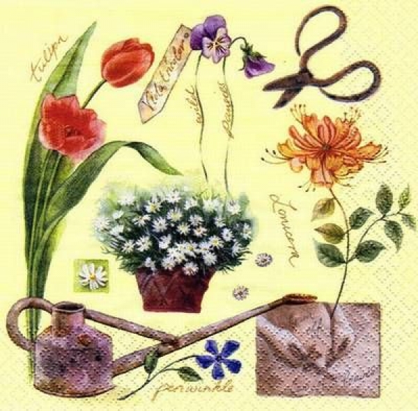 s6699 - Gardening in April - Servietten - 33 x 33 cm - Packung - 20 Stück