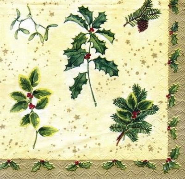 s6748 - Weihnachtsgrün - Servietten - Packung - 40 Stück