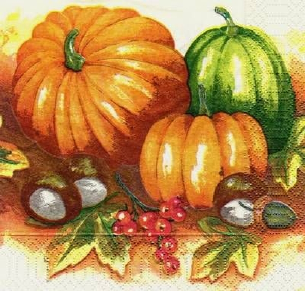 s6752 - Herbstfrüchte - Serviette - 33 x 33 cm - Restbestand - Stückpreis