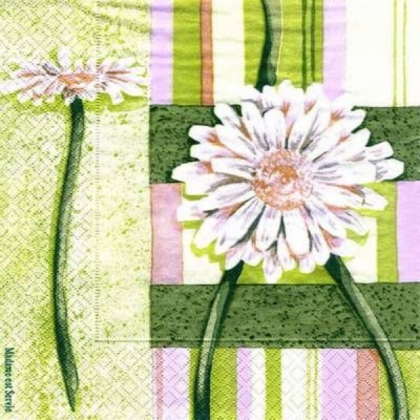 s6768 - Gerbera - green - Serviette - Stückpreis