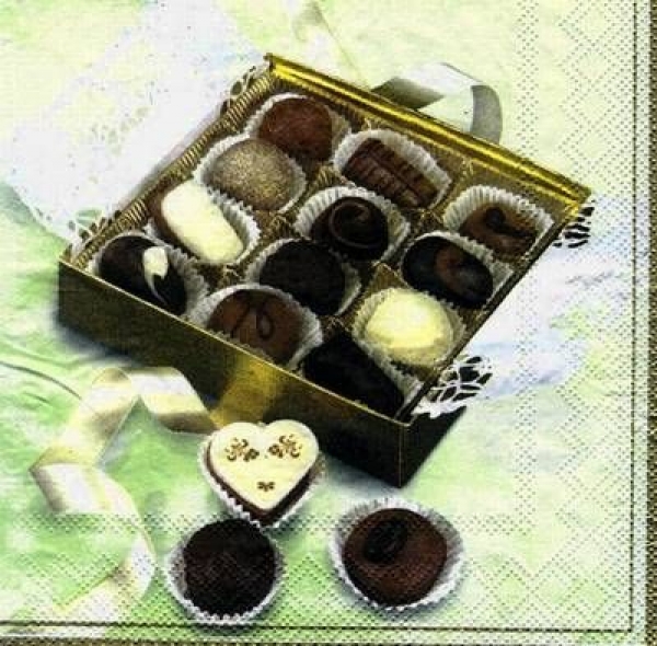 s7035 - chocolates - green - Servietten - Packung - 20 Stück