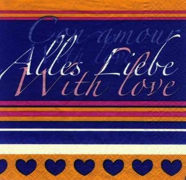 s7067 - Alles Liebe - blau/rosa - Servietten - Packung - 20 Stück