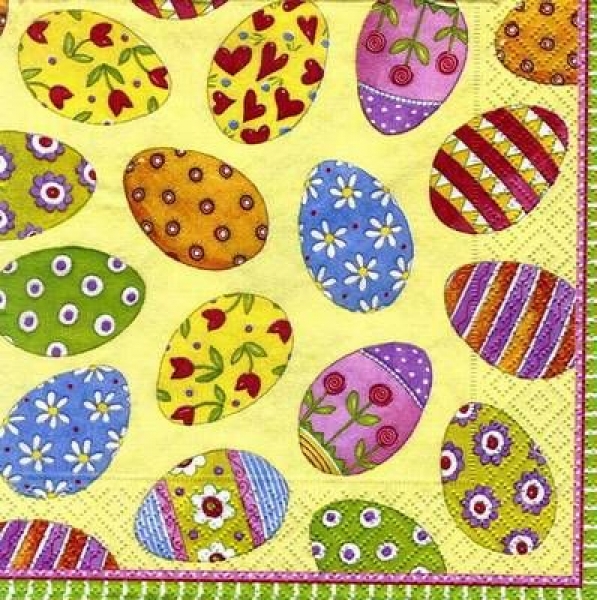 s7142 - Painted Eggs - yellow - Servietten - Packung - 20 Stück