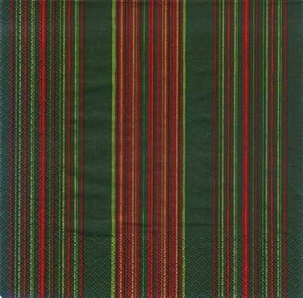 s7180 - Stripes - grün/rot - Servietten - Packung - 20 Stück