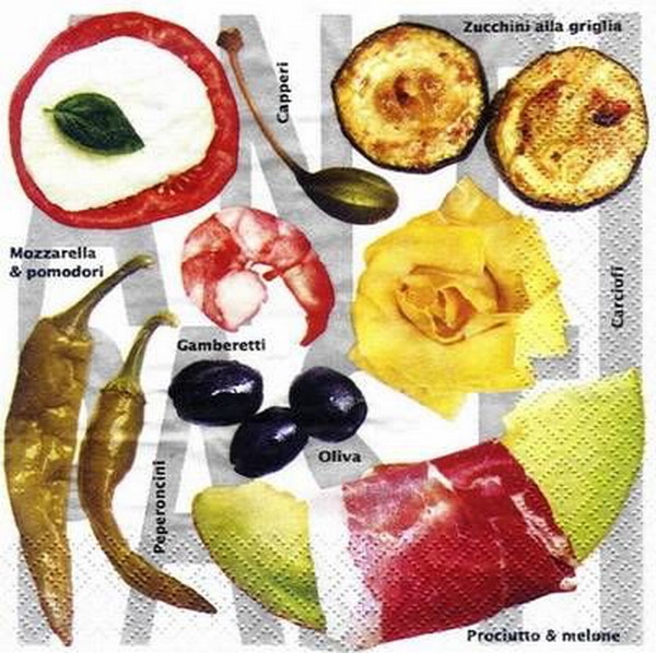 s7594 - Antipasta - white - Servietten - Packung - 20 Stück