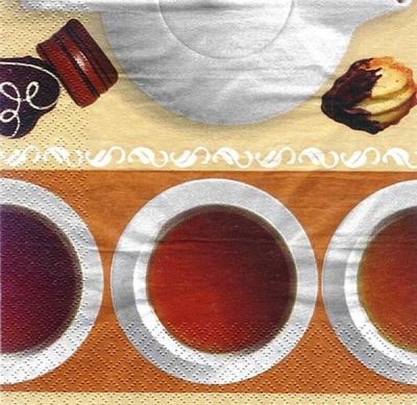s7608 - Enjoy your Tea - ivory - Servietten - Packung - 20 Stück