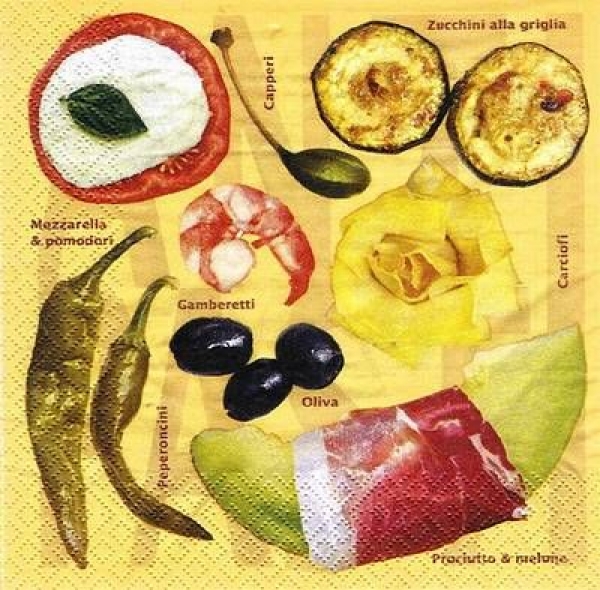 s7624 - Antipasti - saffron - Napkins - Package - 20 pcs..