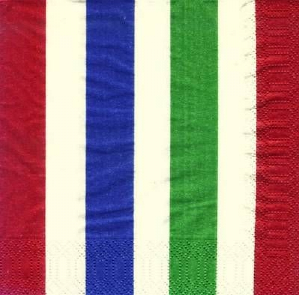 s7645 - Stripe - rot-grün-blau-weiß - Serviette - Packung - 20 Stück