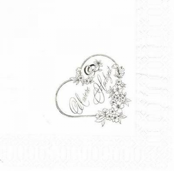s7739 - Vermählung - Unsere Hochzeit - weiß - Servietten - Packung - 12 Stück
