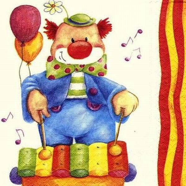 s7754 - Musik-Clown - Servietten - Packung - 40 Stück
