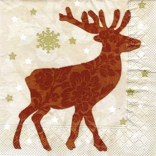 s7783 - Hirsch - gold - Napkins - Package - 20 pcs.