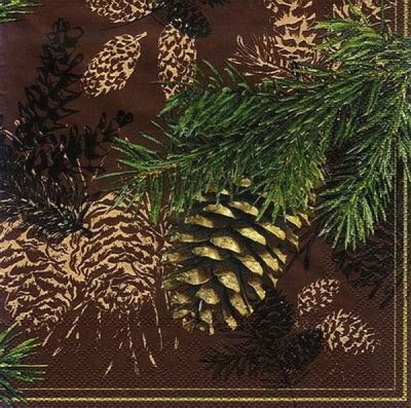 s7821 - Fir Cone - brown - Servietten - Packung - 20 Stück.