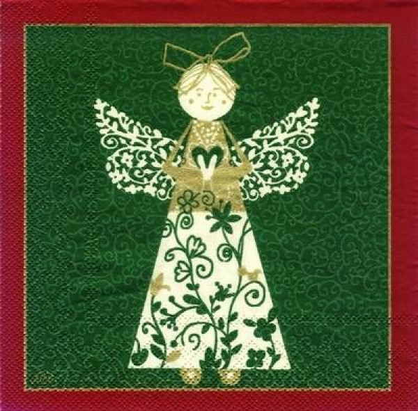 s7843 - Serafini - green red - Servietten - Packung - 20 Stück