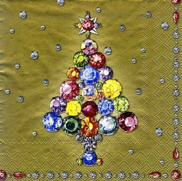 s7862 - Twinkling Trees - gold - Napkins - Package - 20 pcs.