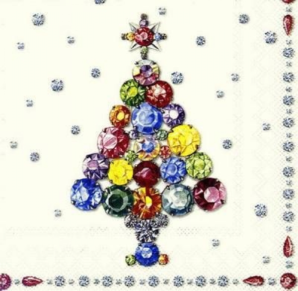 s7864 - Twinkling Trees - white - Servietten - Packung - 20 Stück