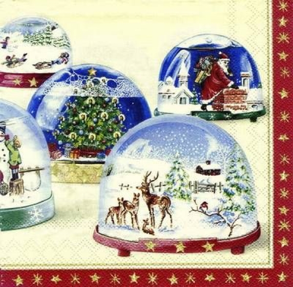 s7865 - Snow Globes - cream - Servietten - Packung - 20 Stück