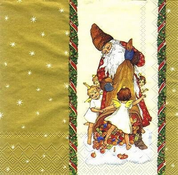 s7875 - Santas Surprise - gold - Servietten - Packung - 20 Stück