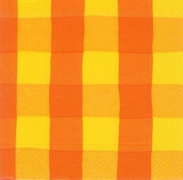 s7922 - Karo - orange/gelb - Servietten - Packung - 20 Stück