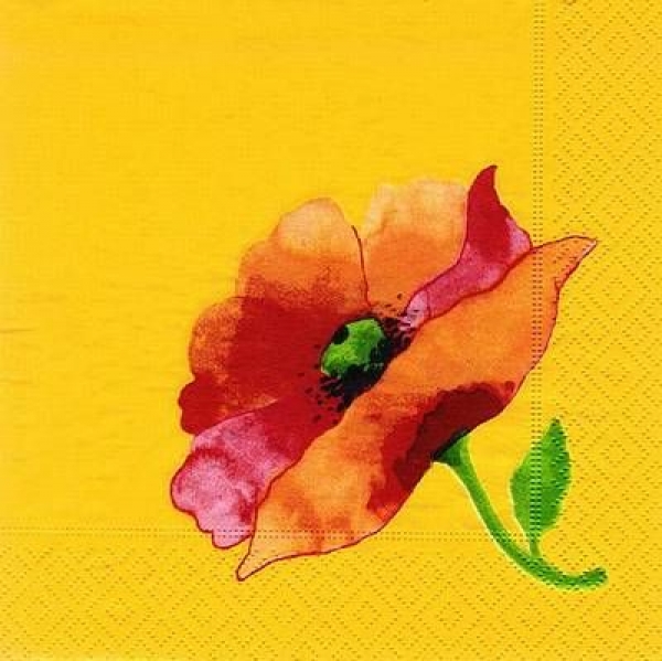 s7930 - Mohnblumen - gelb/orange - Napkins - Package - 20 pcs.