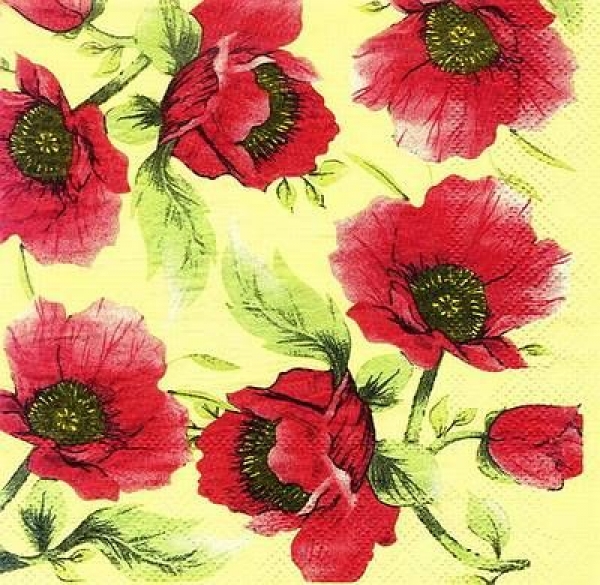 s8183 - Mohnblumen - gelb - Napkins - Package - 20 pcs.
