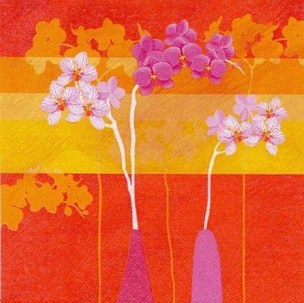 s8228 - Pink Orchid - orange - Napkins - Package - 20 pcs..
