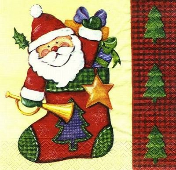 s8452 - Weihnachtssocke - Servietten - Packung - 20 Stück