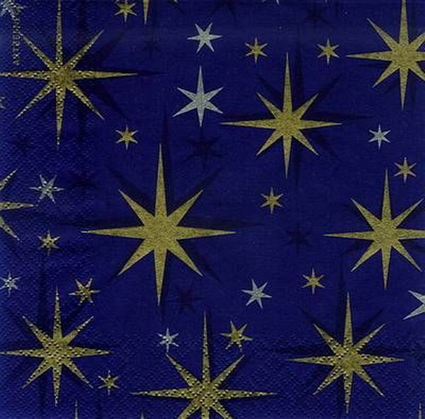 s8487 - Sternenregen - nachtblau/gold - Napkins - Package - 20 pcs.