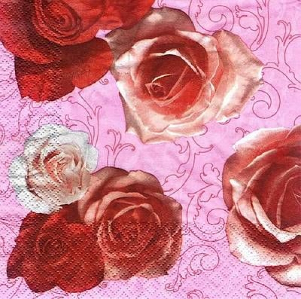 s8753 - Say it with Roses - red - Napkins - Package - 20 pcs.