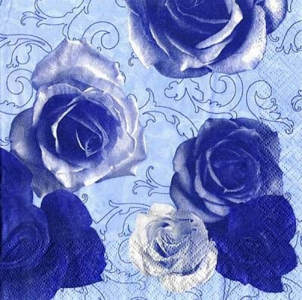 s8827 - Say it with Roses- blue - Napkins - Package - 20 pcs.