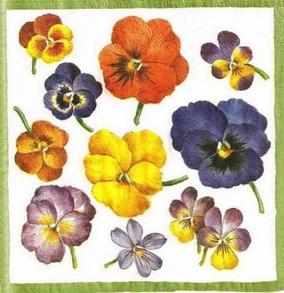 s8890 - Stiefmütterchen-Blüten - Servietten von WIDA - Packung - 20 Stück