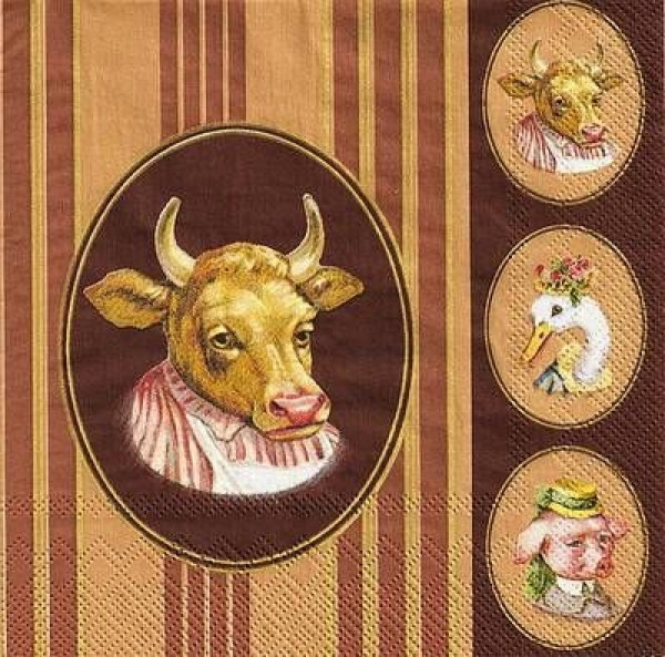 s8947 - Mamsell Muh - brown - Napkins - Package - 20 pcs.