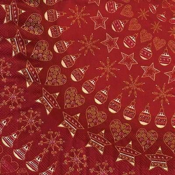 s9036 - Boda Christmas - red gold - Servietten - Packung - 20 Stück