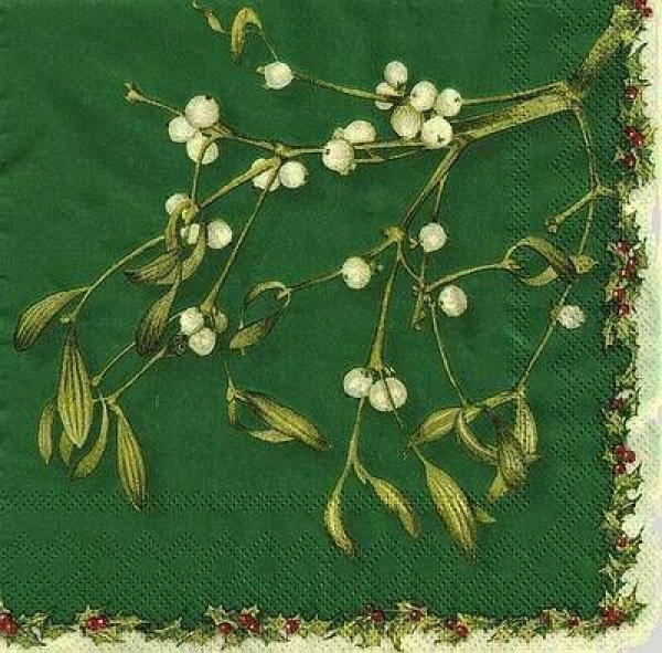 s9038 - Mistletoe - green - Servietten - Packung - 20 Stück