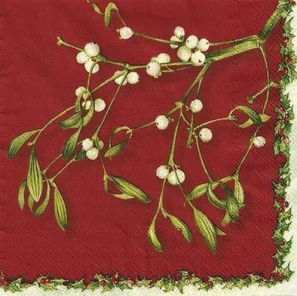s9041 - Mistletoe - red - Servietten - Packung - 20 Stück