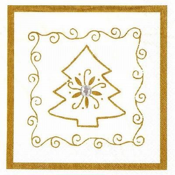 s9109 - Goldsterne/Tannenbaum - Napkins - Package - 20 pcs.