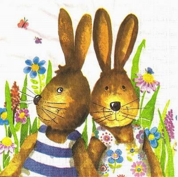 s9277 - Two Easter Bunnies - Servietten - Packung - 20 Stück